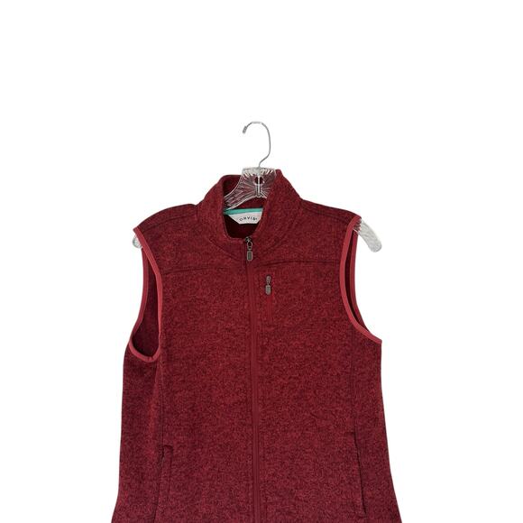 Orvis Women's Vest Red Microfleece Outdoor Gorpcore Full Zip Mockneck Medium - Picture 3 of 11
